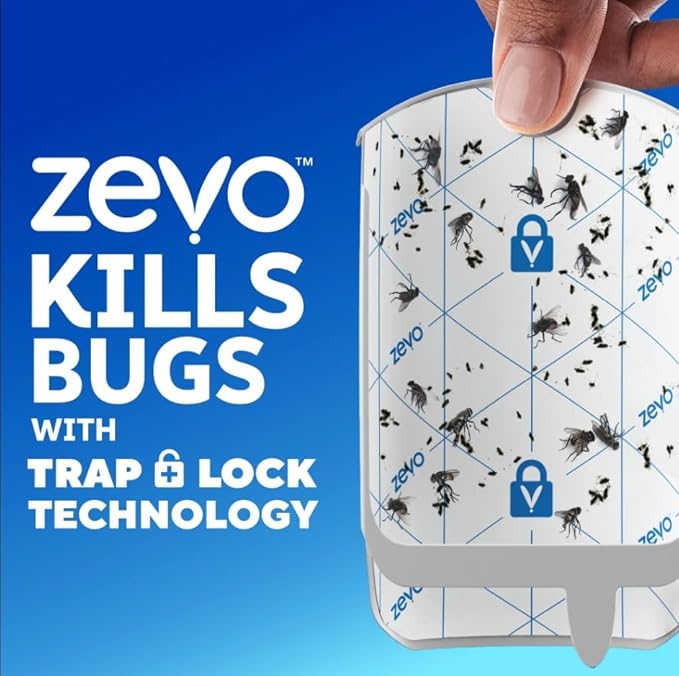 Zevo Fly, Gnat & Mosquito Trap Refill Cartridges, 4 Refills Pack – Plug-in Device Compatible, Indoor Use