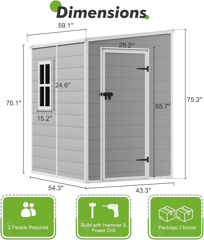 5x4 Shed Resin Outdoor Storage with Floor Included, Waterproof Small Plastic Garden Tool Shed Cabinet