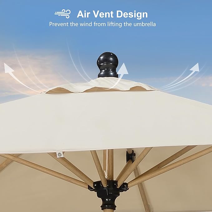 PURPLE LEAF 4' x 6' Patio Umbrella with Base Outdoor Umbrella Aluminum Market Umbrella with Push Button Tilt & Crank and 8 Ribs Rectangular Outdoor Table Umbrella for Pool Garden Beach, Beige