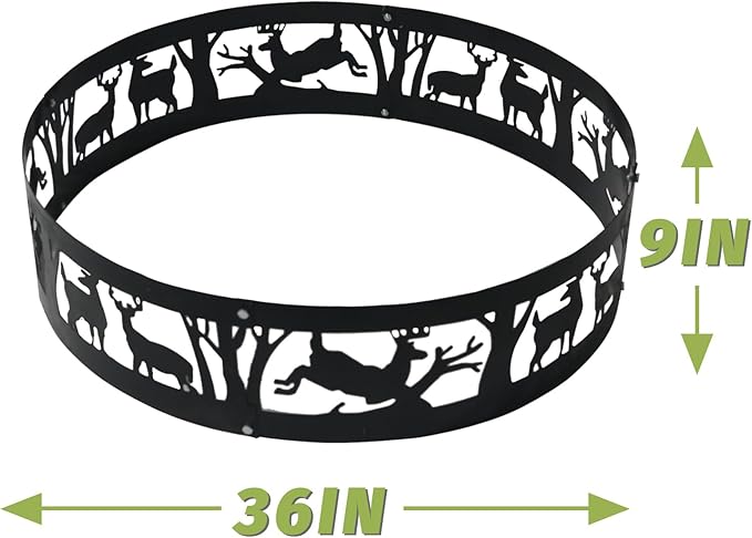 Fire Ring, Fire Pit Ring for Outdoors 36x9IN, Firewood Burning Ring for Patio Backyard, Openwork Fire Ring for Camping