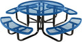 COATEDOUTDOORFURNITURE Heavy-Duty Portable Outdoor Kids Table with Umbrella Hole, Expanded Metal Kids Picnic Table, Commercial-Grade, Made in America (46 in, Round, Childrens, Textured Light Blue)