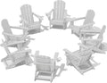 SERWALL Adirondack Chair with Cup Holders - Composite Adirondack Chairs Set of 8 HDPE Outdoor Chairs All Weather Use- Silver Gray