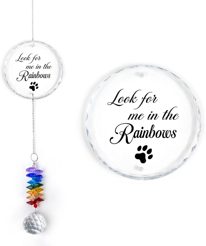 GIFTELIX Pet Memorial Suncatcher - Pet Memorial Gift - Dog Cat Loss Sympathy Gift - Rainbow Crystal Prism - Bereavement Keepsake - Daily Remembrance - Suncatcher Ornament