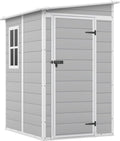 Patiowell 5x4 FT Outdoor Storage Shed, Resin Storage Shed with Floor & Lockable & Window Door for Patio Furniture, Garden Tools and Bicycle, Light Gray
