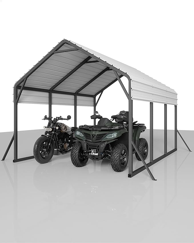 GarveeLife 13 ft x16 ft x11 ft Metal Carport, Steel Heavy Duty Car Ports for All-Weather, for Cars, Motorcycles, ATV, or Boats, N.W. 500 LBS