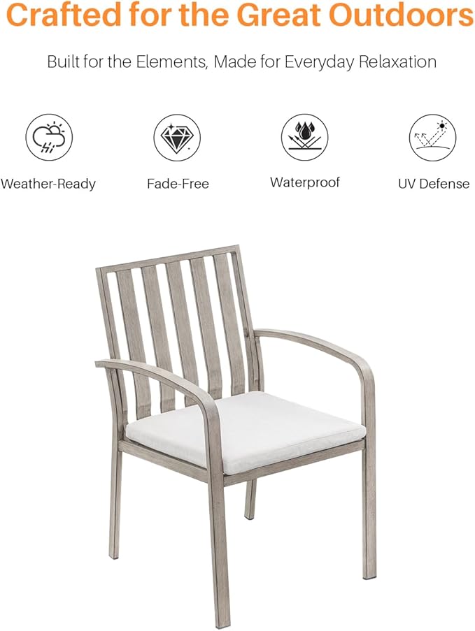SEEHILL Patio Dining Chairs Set of 4, Aluminum Outdoor Dining Chairs with Polyester Seat Cushions, Deep Seating Outdoor Chairs for Table, Sturdy Patio Furniture Set for Deck, Garden, Pool, Limed Oak