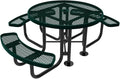 COATEDOUTDOORFURNITURE Heavy-Duty Portable Outdoor Picnic Table with Umbrella Hole, Expanded Metal Patio Dining Furniture Made in America (46" Round Top, Dark Green)