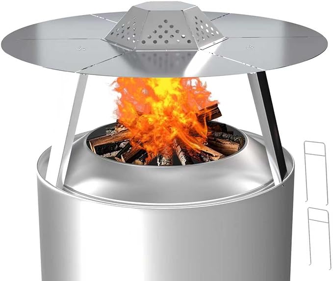 Heat Deflector for Solo Stove Bonfire 19.5",304 Stainless Steel Heat Diffuser with Handle&Legs,Heat Radiation for Wider Warmth Area,Compatible with Bonfire 19.5"Outdoor Fire Pits,for Backyard,Camping