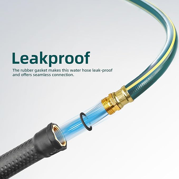 Solution4Patio Lead-in Green Garden Hose 5/8 in. x 25 ft. -Kink Free, No Leaking, Male/Female Fittings -Heavy Duty Durable Flexible Lightweight Water Pipe -Brass Aluminum Ends for Household & Yard