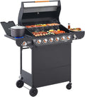 Unovivy Large 6-Burner Propane Gas Grill with Side Burner & Porcelain-Enameled Cast Iron Grates, BBQ Grills with Built-in Thermometer, 72,000 BTU Barbecue Grill, Oil Tray, Outdoor Patio Garden