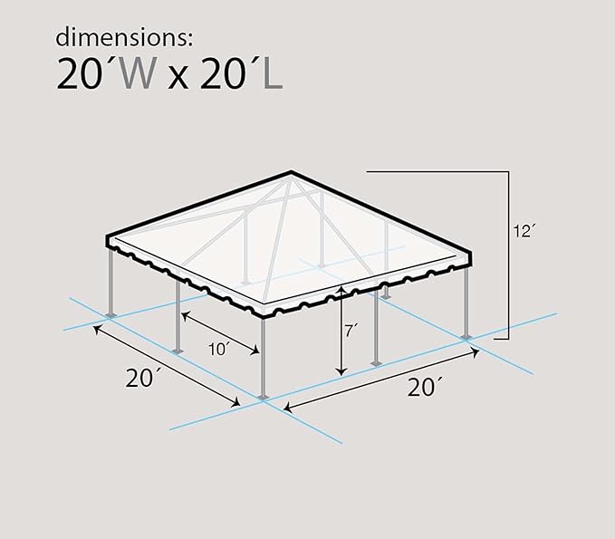 Party Tents Direct 20'x20' Weekender West Coast Tent Frame Party Tent (White) PVC Top with Storage Bag - Tents for Parties, Weddings, Birthdays, Banquets, Fiestas, Workshop, Outdoor Event