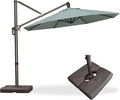 PURPLE LEAF 10FT Cantilever Patio Umbrella with Base Included Round Umbrella with 360° Rotation Aluminum Outdoor Offset Hanging Umbrella for Patio Pool, Sprout Green