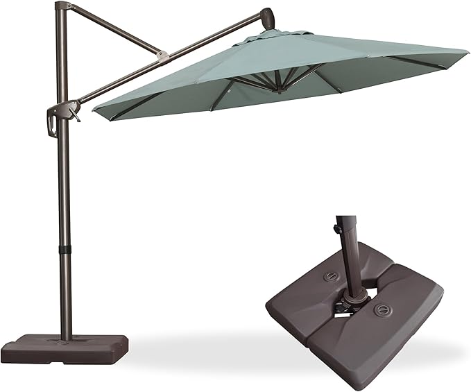 PURPLE LEAF 10FT Cantilever Patio Umbrella with Base Included Round Umbrella with 360° Rotation Aluminum Outdoor Offset Hanging Umbrella for Patio Pool, Sprout Green