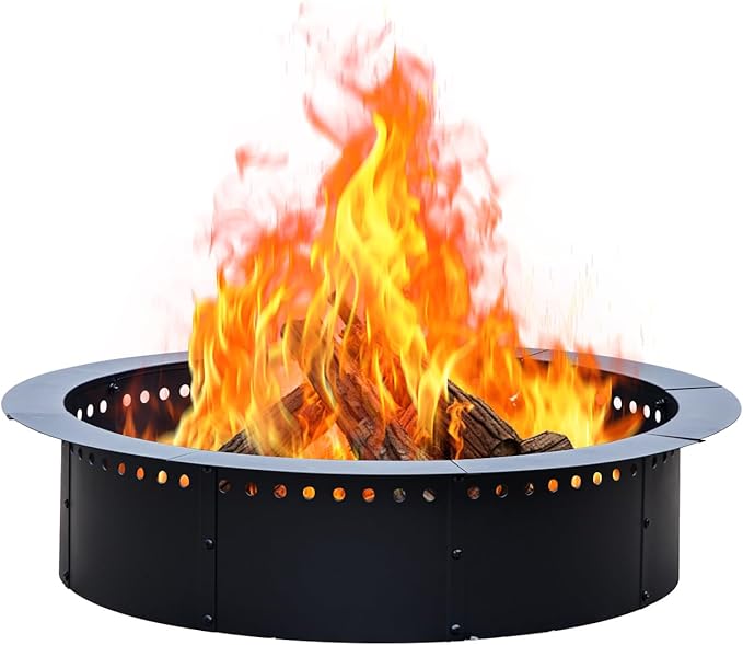36 inch Outdoor Fire Pit Liner, Round Heavy Duty Fire Pits, Rim Insert Firepit for Outside, DIY Campfire Fireplace