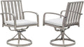 SEEHILL Aluminum Patio Dining Chairs Set of 2, 360°Swivel Outdoor Dining Chairs with Washable Cushions, Deep Seating Swivel Chairs Patio Furniture Set for Deck, Balcony, Garden, Poolside, Limed Oak