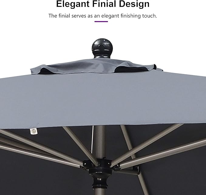PURPLE LEAF 6' x 6' Square Patio Umbrella with Tilt Adjustment, Outdoor Table Umbrella Champagne Aluminum Frame, Market Umbrella Pool Umbrella for Deck Garden, Patio, or Poolside