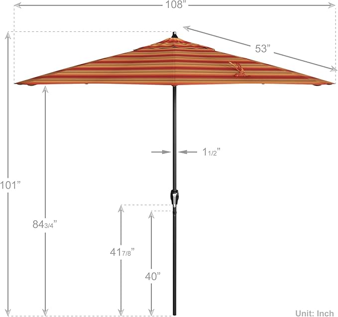 California Umbrella 9' Rd Aluminum Patio Umbrella, Crank Lift, Auto Tilt, Black Finish, Sunbrella Astoria Sunset