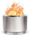 27 inch Smokeless Fire Pit with Waterproof Cover, Stainless Steel Outdoor Smokeless Firepit, Wood Burning Fire Pits for Camping, Bonfire,Low Smoke Firepit for Outside