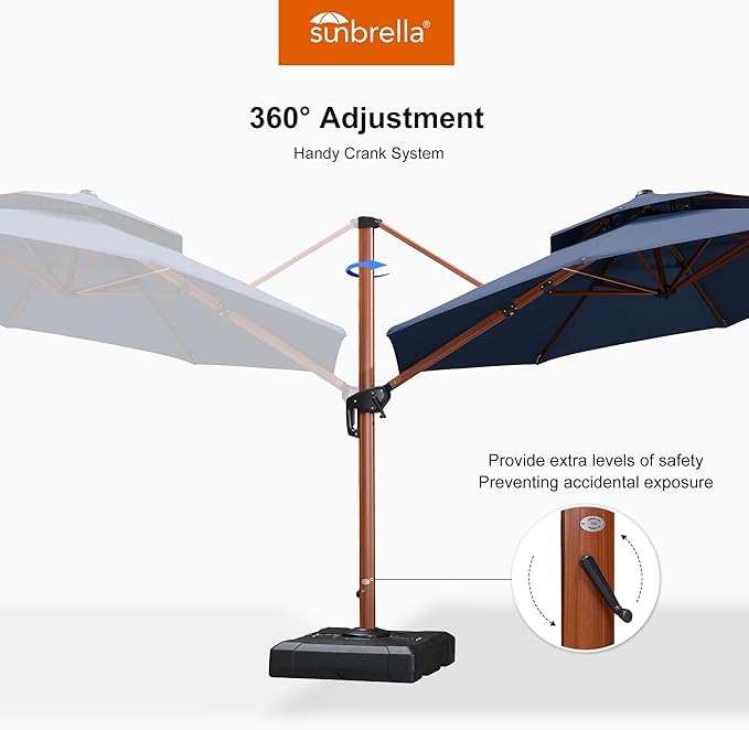 PURPLE LEAF 13ft Patio Cantilever Umbrella Double Top Outdoor Umbrella Heavy Duty for Garden Deck Pool Patio, Spectrum Indigo