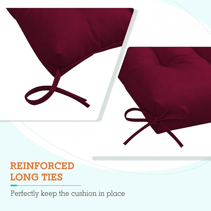 EAGLE PEAK Tufted Outdoor/Indoor High Back Patio Chair Cushions, Set of 2, 46'' x 22'', Red Purple