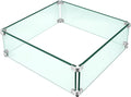 Fire Pit Wind Guard, 15" x 15" Square Tempered Glass Wind Shield for Firepit & Fire Table, Thick Glass and Easy Installation with Included Tools, Airflow Management for Stable Flame