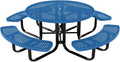 COATEDOUTDOORFURNITURE Heavy-Duty Portable Outdoor Kids Table with Umbrella Hole, Punched Steel Kids Picnic Table, Commercial-Grade, Made in America (46 in, Round, Childrens, Textured Light Blue)