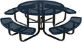 COATEDOUTDOORFURNITURE Heavy-Duty Portable Outdoor Kids Table with Umbrella Hole, Punched Steel Kids Picnic Table, Commercial-Grade, Made in America (46 in, Round, Childrens, Dark Blue)