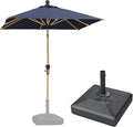 PURPLE LEAF 6' x 6' Square Outdoor Umbrella with Base Outdoor Table Umbrella Aluminum Patio Umbrella with Push Button Tilt & Crank and 8 Ribs Market Umbrella for Pool Backyard Beach, Navy Blue