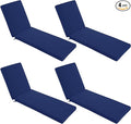 Chaise Lounge Cushions Outdoor Set of 4 - Waterproof and Fade Resistant Sun Lounger Replacement Cushions - Patio Lounger Pads with Removable Cover for Pool, Deck, 80 x 26 x 3 Inch, Navy