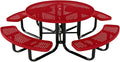 COATEDOUTDOORFURNITURE Heavy-Duty Portable Outdoor Kids Table with Umbrella Hole, Punched Steel Kids Picnic Table, Commercial-Grade, Made in America (46 in, Round, Childrens, Textured Red)