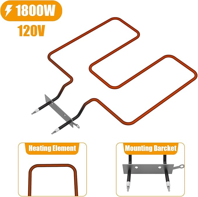 Smoker Heating Element 1800W for Masterbuilt MB20077618 Analog Electric Smoker, Replacement for MB 20077618 Element Parts, Grill Heating Element