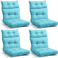 EAGLE PEAK Tufted Outdoor/Indoor High Back Patio Chair Cushions, Set of 4, 46'' x 22'', Light Blue