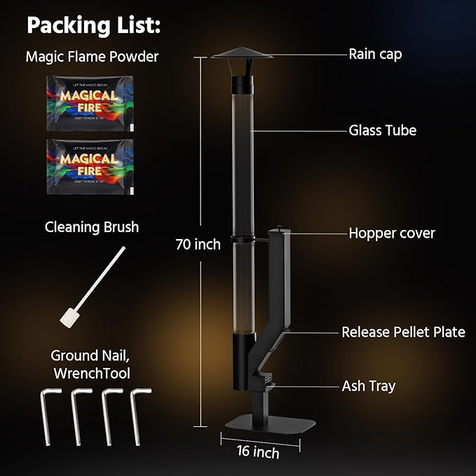 yoyomax Wood Pellet Patio Heater,Outdoor Pellet Heater,Portable Wood Pellet Fire Pit with Ash Tray Patio Rocket Stove for Backyard Camping Garden Balcony
