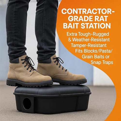 2 Contractor-Grade Rat Bait Station – Extra Tough, Rugged & Weather-Resistant Lockable Box with Key, Tamper-Resistant Dual Entry, Fits Blocks/Pasta/Grain Baits or Snap Traps – Indoor/Outdoor.