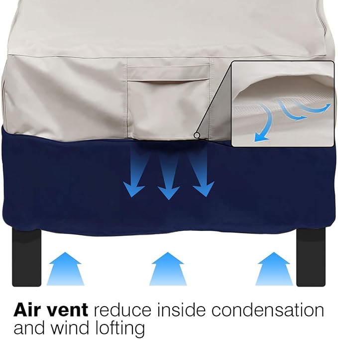 Vailge Patio Chair Covers, Lounge Deep Seat Cover, Heavy Duty and Waterproof Outdoor Lawn Patio Furniture Covers (Beige&Blue, 2 Pack-Medium)