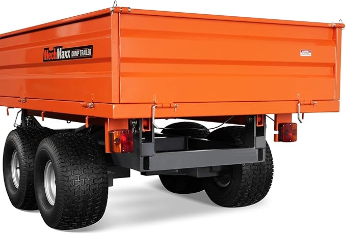 2-Ton Capacity Hydraulic Dumping Heavy-Duty Dump Dumper Cart Agricultural Farm Trailer Cart Mechanical Trailer with Tail Light, Model DT4X8