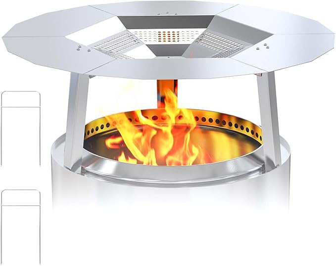 One-Piece Heat Deflector for Solo Stove Bonfire 19.5", Stainless Steel Heat Diffuser Accessories for Bonfire Fire Pit with 3 Leg for Most 19.5 inches Outdoor/Indoor Backyard Camping Fire Pit Stove
