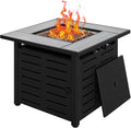 Aoxun 28" Propane Fire Pit Table Ceramic Top, 50000 BTU Outdoor Patio Heater with Lava Rocks, Rectangle Gas Fire Pits for Outside Patio with Removable Lid, Black