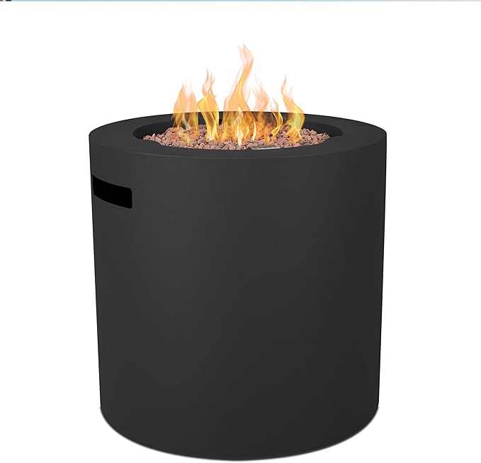 Real Flame Aegean 24" Round Propane Gas Fire Pit Table with Hidden Tank, 50,000 BTU, Powder-Coated Steel, Push-Button Ignition, CSA Certified, Lava Rock, Storage Cover, Stainless Steel Burner with Lid