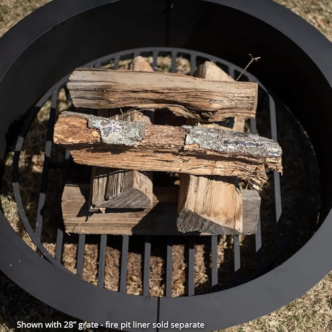 TITAN GREAT OUTDOORS Ash & Ember Round Fire Pit Grate, Heavy Duty 1/2in Steel Elevated Log Wood Pit Grate, Burning Fireplace and Firepits (28")