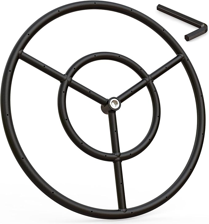 onlyfire 24 Inch Round Fire Pit Burner Ring for Natural Gas & Propane Fire Pit and Fireplace, Alloy Steel DIY Firepit Burner for Both Indoor and Outdoor, BTU 296,000 Max