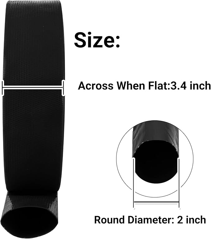 2" x 25 FT Pool Backwash Hose, Black Heavy Duty Reinforced PVC Lay Flat Water Discharge Hose for Swimming Pool Filter Pump,with 2 Clamp