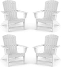 BRIOPAWS Adirondack-Chairs-Set of 4 | Fire Pit Chair | Oversized | HDPE Plastic | Weather Resistant | for Deck Outdoor Poolside Campfire | White