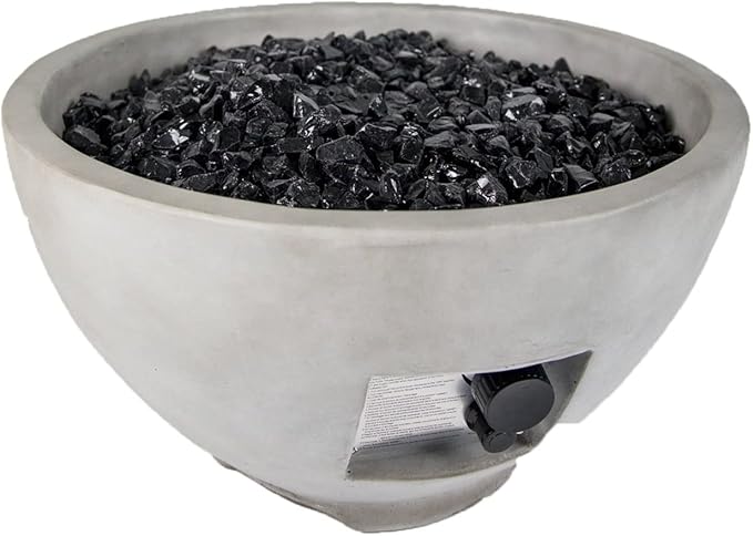 Bluegrass Living HF36177AA-S Ashwick 40,000 BTU Propane Fire Pit Table for Patio and Deck Use, MGO Construction, Includes Crystal Glass Beads and Protective Fabric Cover, 24-Inch x 13.2-Inch, Gray