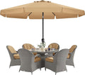 MASTERCANOPY Valance Patio Umbrella for Outdoor Table Market -8 Ribs (11ft,Khaki)