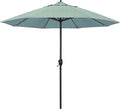 California Umbrella 9' Rd Aluminum Patio Umbrella, Crank Lift, Auto Tilt, Black Finish, Sunbrella Spa