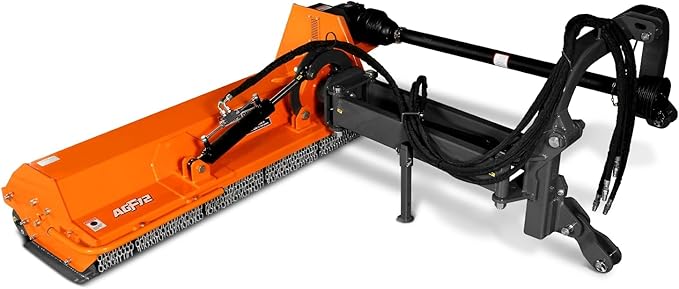 72" Heavy Duty PTO Drive 3 Point Offset Ditch Bank Verge Flail Mower for 70-110HP CAT 2 Tractor, 111'' Offset Distance,55°/90° Rotation Angle, 16 Hammers, Model AGF72