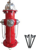 SHGYIBRISK Fire Hydrant for Dogs to Pee On: Dog Fire Hydrant Pee Post Outdoor - 13" Training Post Statue for Yard Garden (Red-Silver)