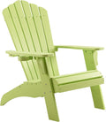 Psilvam Adirondack Chair, Oversized Poly Lumber Fire Pit Chair with Cup Holder, 350Lbs Support Patio Chairs for Garden, Weather Resistant Outdoors Seating, Relaxing Gift for Father & Mother (1, Green)