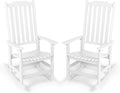 Outdoor Rocking Chairs Set of 2, Oversized All Weather High Back Porch Rocker, Patio Rockers for Outside